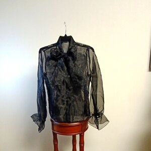 Elegant Black Sheer Women's Top